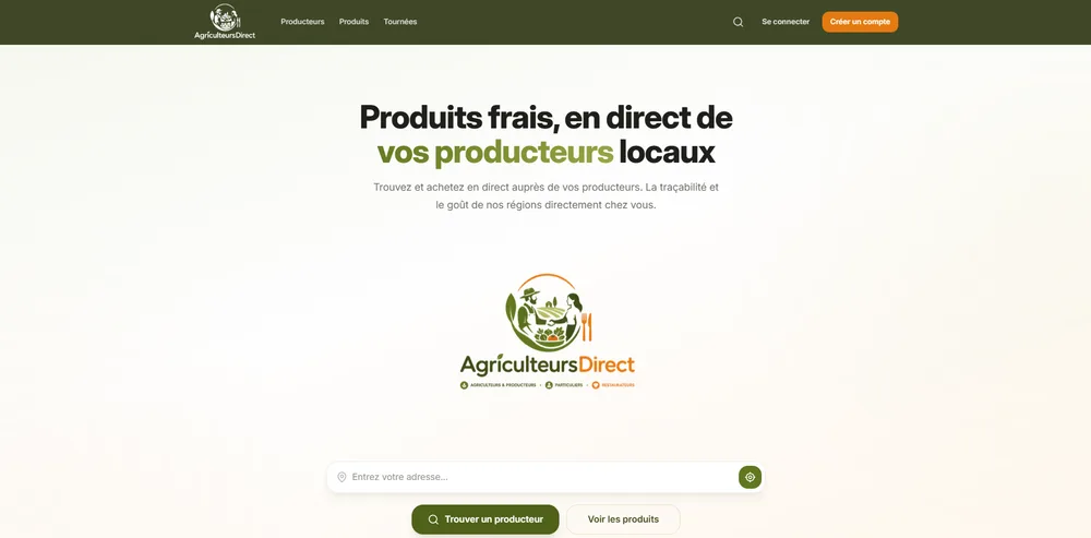 Capture d'écran du projet AgriculteursDirect